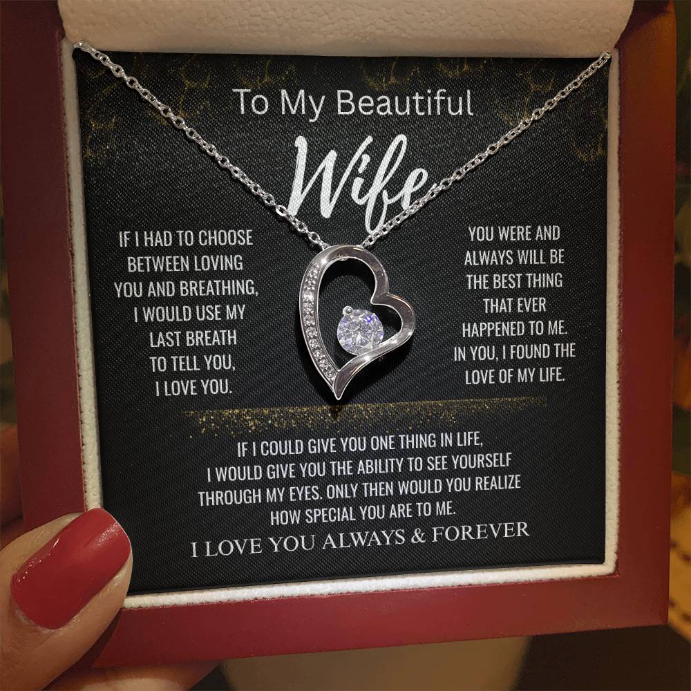 To My Beautiful Wife+I Found The Love of My Life+Forever Love Necklace
