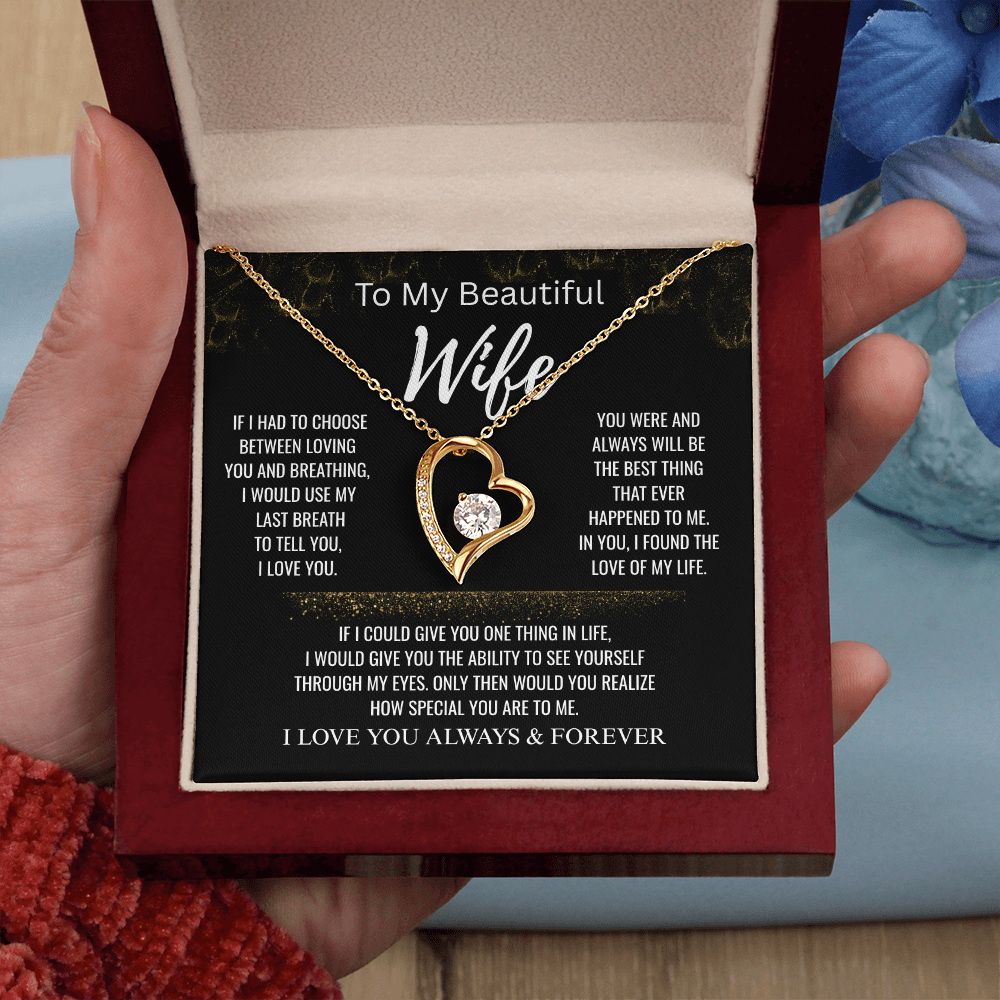 To My Beautiful Wife+I Found The Love of My Life+Forever Love Necklace
