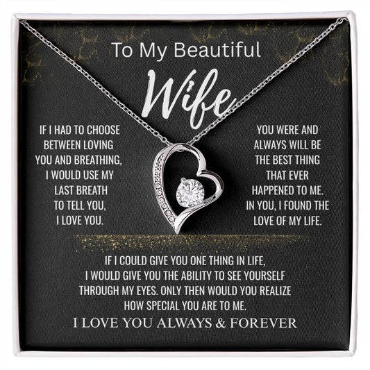 To My Beautiful Wife+I Found The Love of My Life+Forever Love Necklace