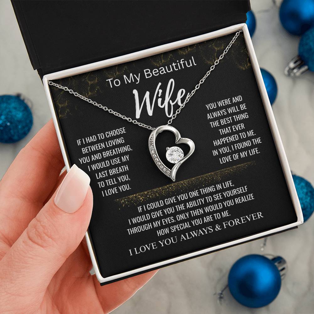 To My Beautiful Wife+I Found The Love of My Life+Forever Love Necklace