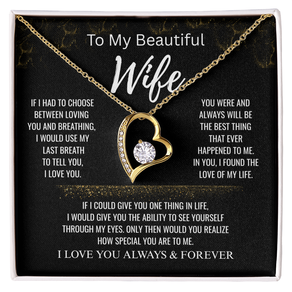 To My Beautiful Wife+I Found The Love of My Life+Forever Love Necklace