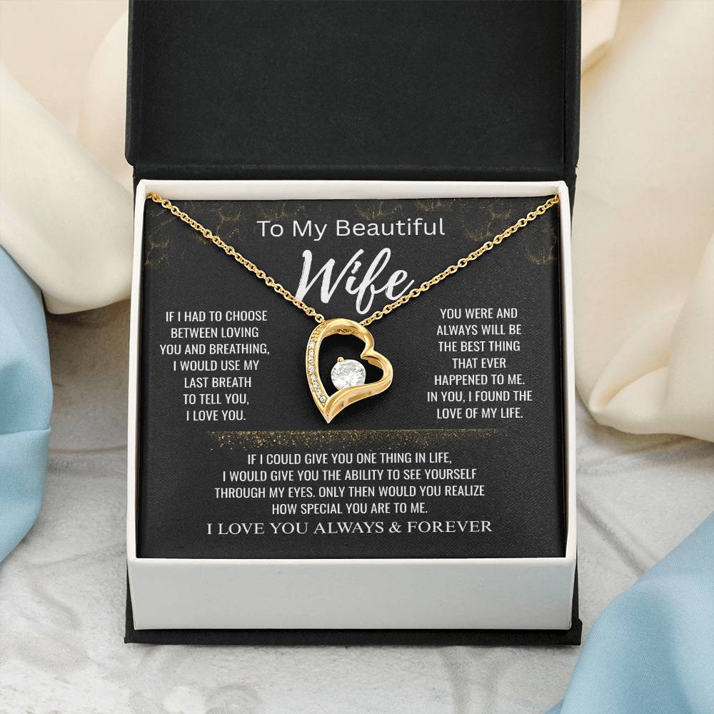 To My Beautiful Wife+I Found The Love of My Life+Forever Love Necklace