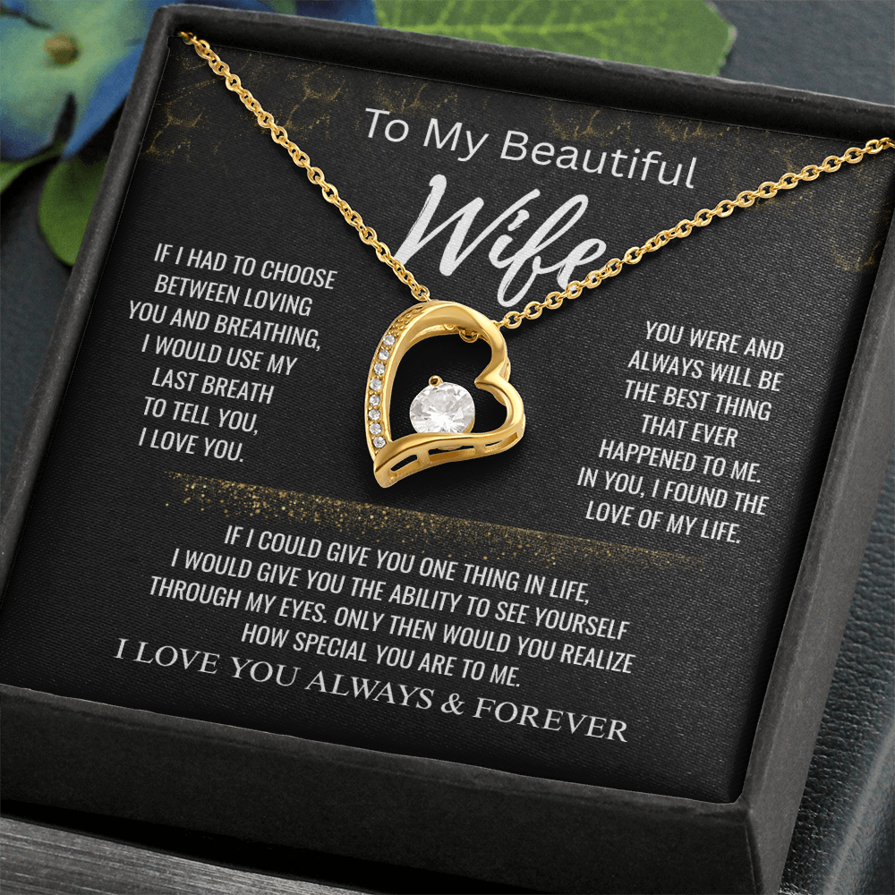 To My Beautiful Wife+I Found The Love of My Life+Forever Love Necklace